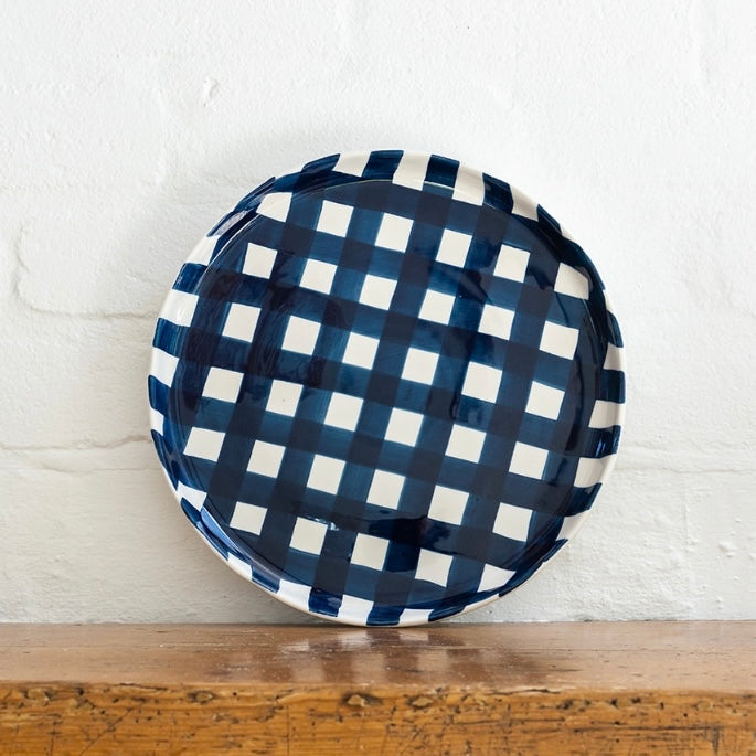 NOSS & CO NAVY GINGHAM PLATTER