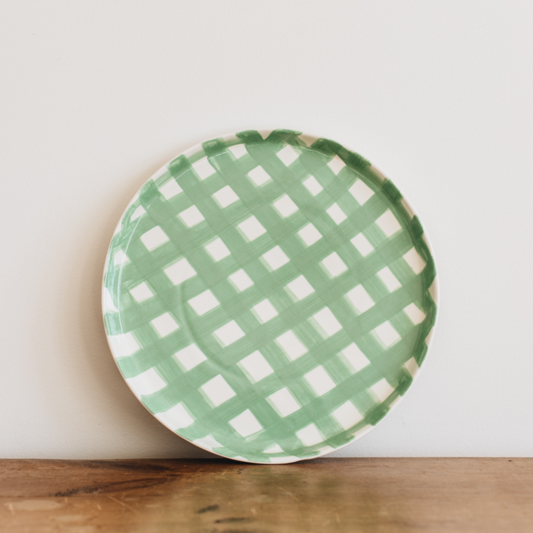 NOSS & CO MINT GREEN GINGHAM PLATTER