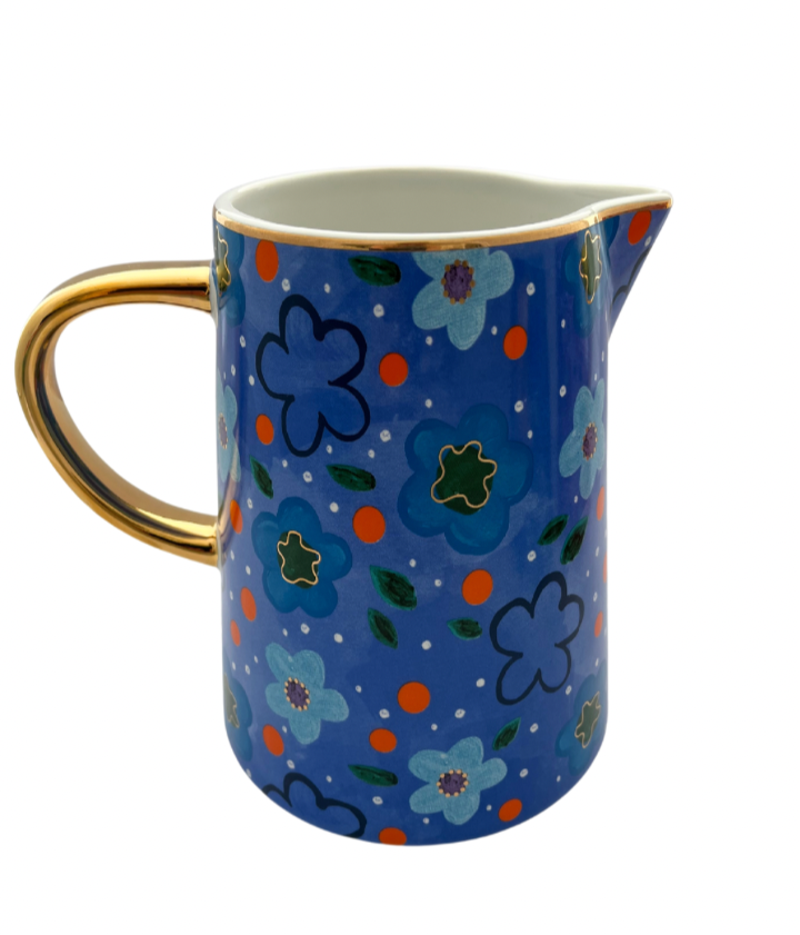 CARLA DINNAGE FOXY FLOWER LG JUG BLUE