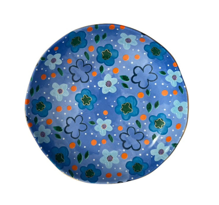 CARLA DINNAGE FOXY FLOWER SALAD BOWL BLUE