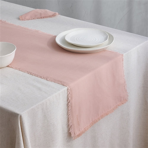 ECOLOGY FRAY TABLE RUNNER BLUSH 35X180CM