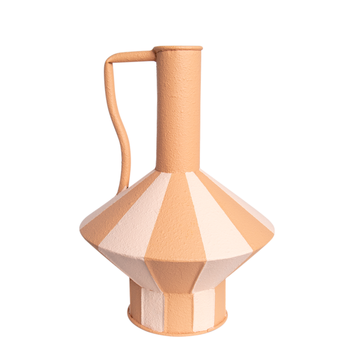 METAL FUNNEL VASE W/HANDLE TERRACOTTA