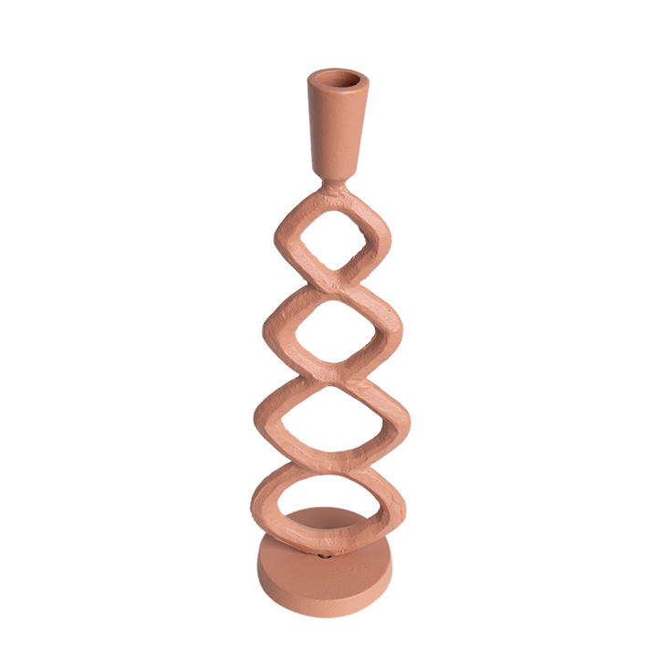 METAL STEM CANDLE HOLDER TERRACOTTA