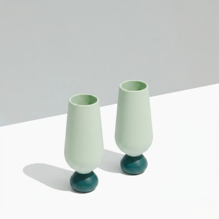 STYLD BUBBLE FLUTE PISTACHIO S/2