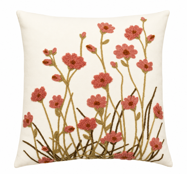 WILDFLOWERS CUSHION CORAL PINK 45X45CM