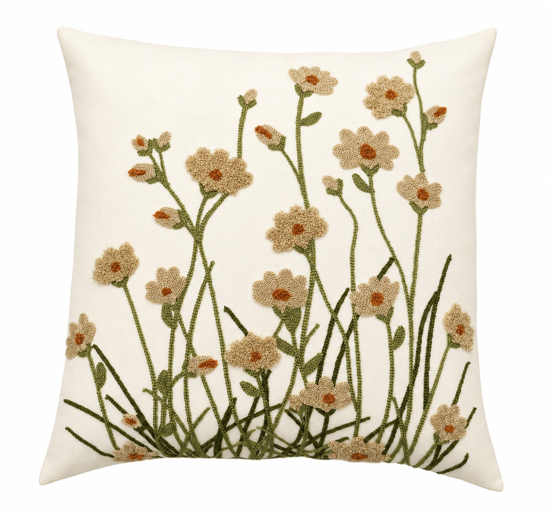 WILDFLOWERS CUSHION BEIGE 45X45CM