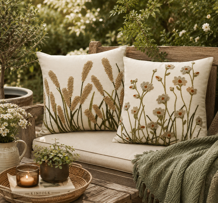 WILDFLOWERS CUSHION BEIGE 45X45CM