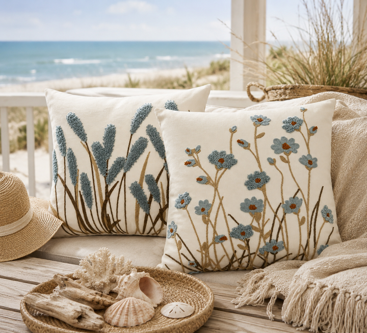 WILDFLOWERS CUSHION BLUE 45X45CM