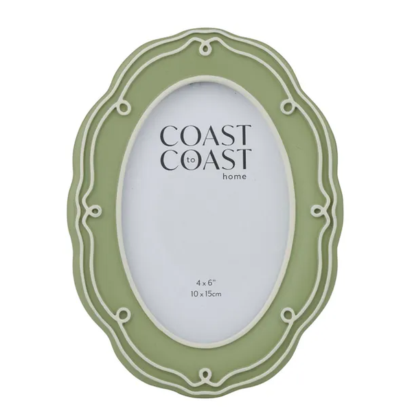LIZA RESIN OVAL PHOTO FRAME 6X4 SAGE GREEN