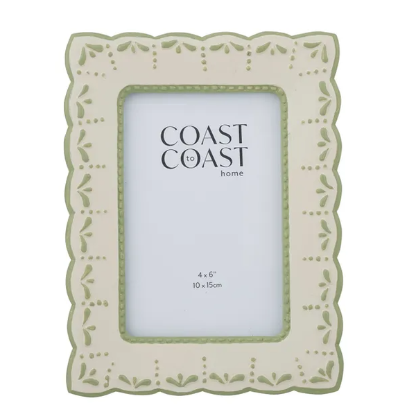 LIZA RESIN PHOTO FRAME 6X4 SAGE GREEN AND WHITE