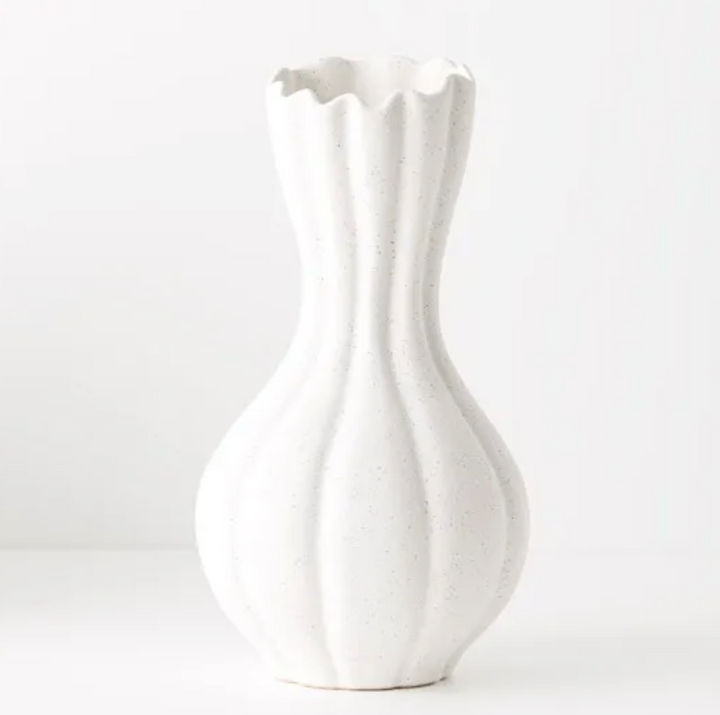 FLORAL INTERIORS HANA VASE WHITE 30CMX16CM